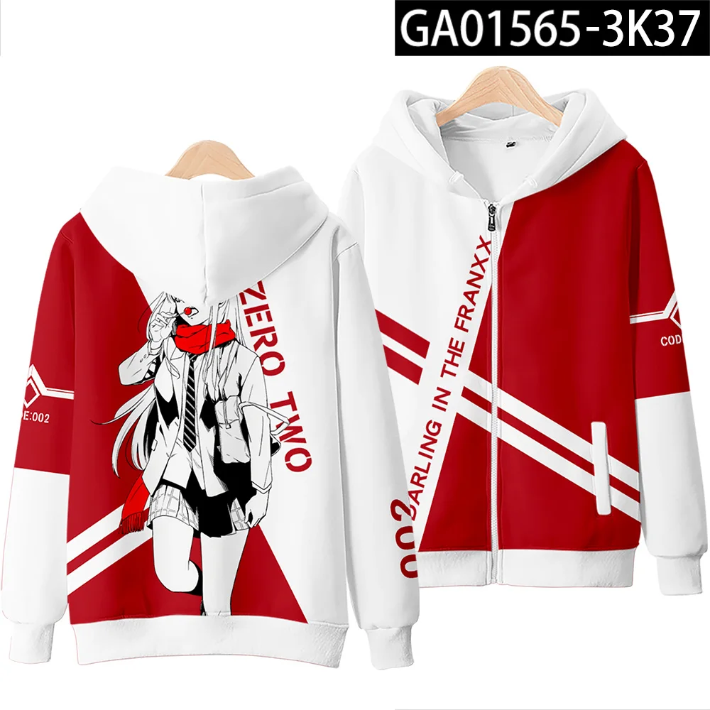 Japan Anime Darling In The Franxx Cosplay Costume HIRO ZERO TWO ICHIGO MIKU KOKORO Unisex 3D Hoodies Zipper Hooded Sweatshirts