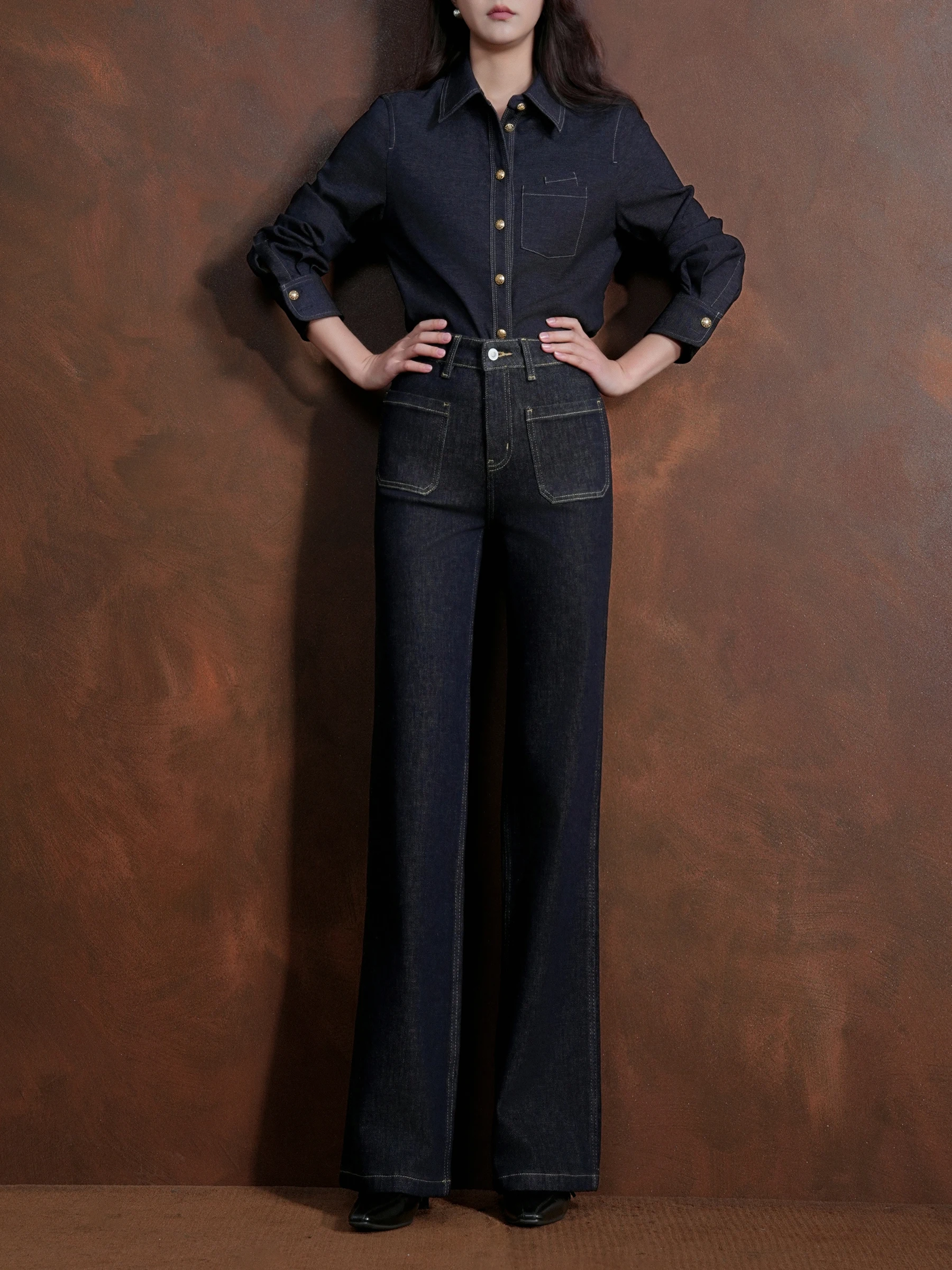 

Classic High Waist Straight Leg Jeans Women's Loose Fit Double ket Design Versatile Cotton Denim Pants All Seasons