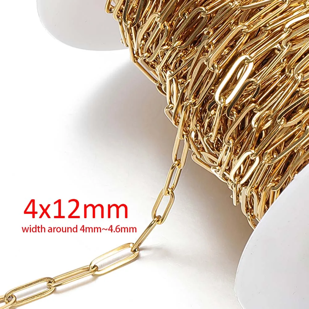 Kein Verblassen, 2 Meter Edelstahlketten für die Schmuckherstellung, DIY-Halskette, Armband, Zubehör, Goldkette, Lippen, Perlen, Perlenkette – Detail 1