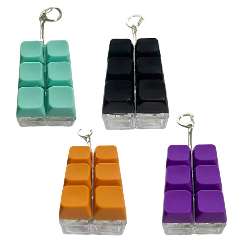 Innovative 6-Keycaps LED Mechanical Keyboard Tester Keychain Anti-Stress Desk Toy Fun Geeks Accessory