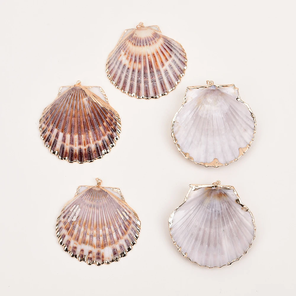 APDGG 5Pcs Sector Shell Pendant Charms For DIY Necklace Bracelet Anklet Furniture Accessories Sewing Craft Jewelry
