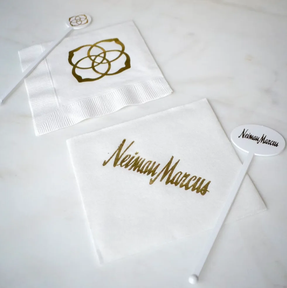 50PCS Corporate Logo Cocktail Napkins, Company Event 3-Ply Napkins, Company Holiday Party Napkins, Custom Monogram Napkins