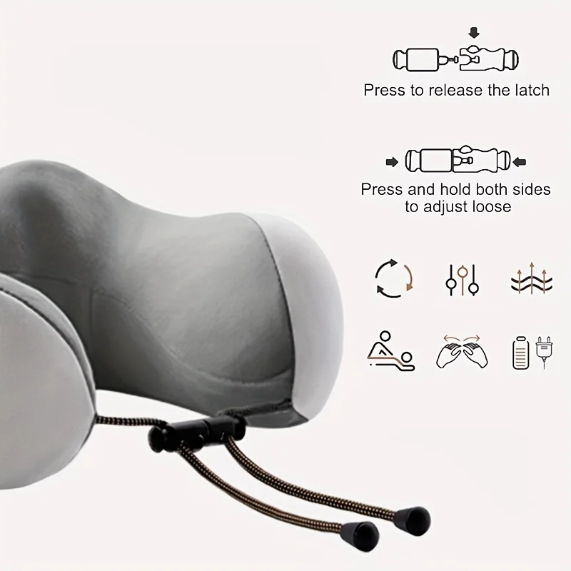 Ultiem reisnekkussen met stimulator - Kalmerende stimulator, therapeutische warmte, ergonomisch traagschuim voor verlichting van nekpijn, advertentie