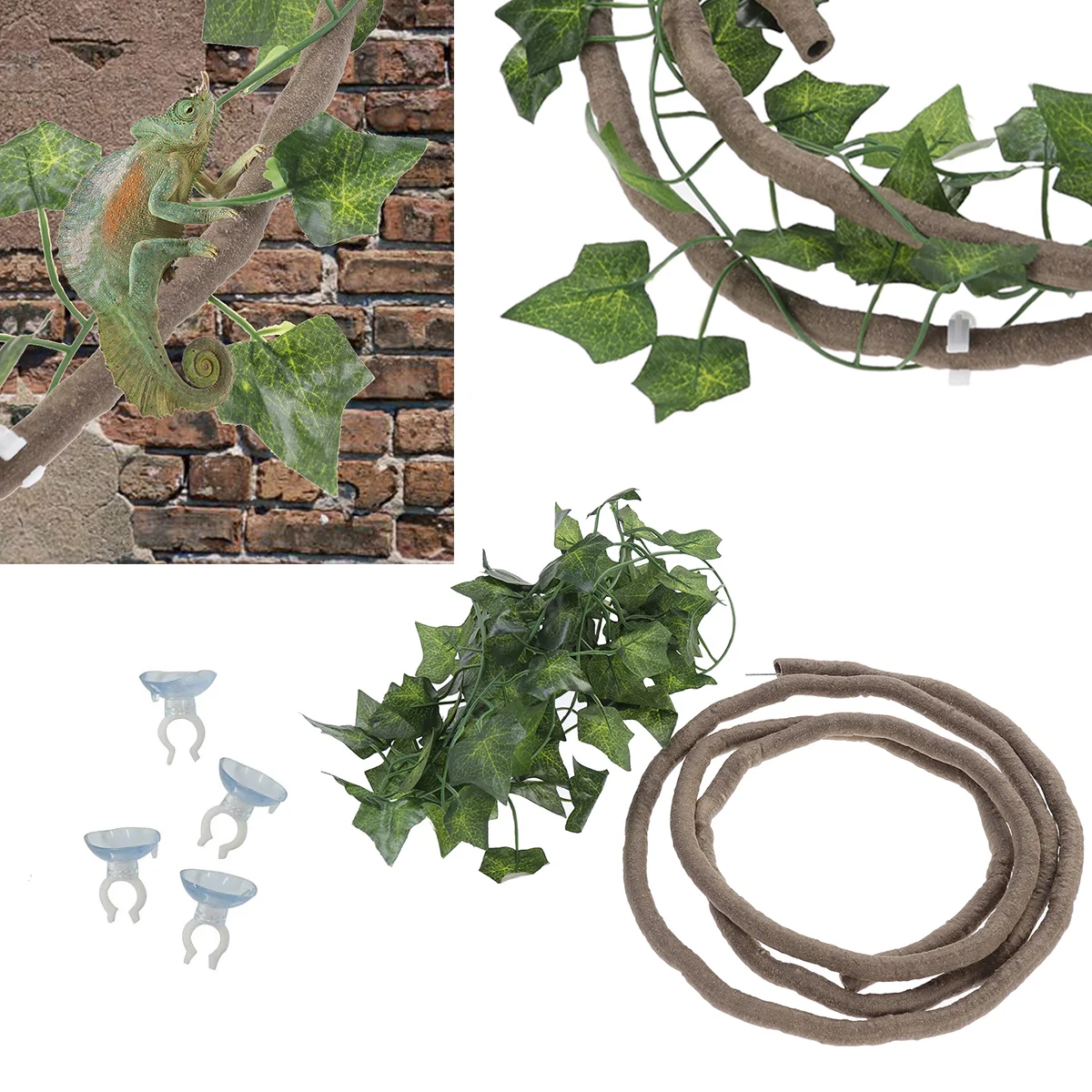 Reptile Vines Climbing Tree Jungle Strip Rattan Branches Reptiles Fake Gecko Accessories Habitat Toys Terrarium Snake Decor