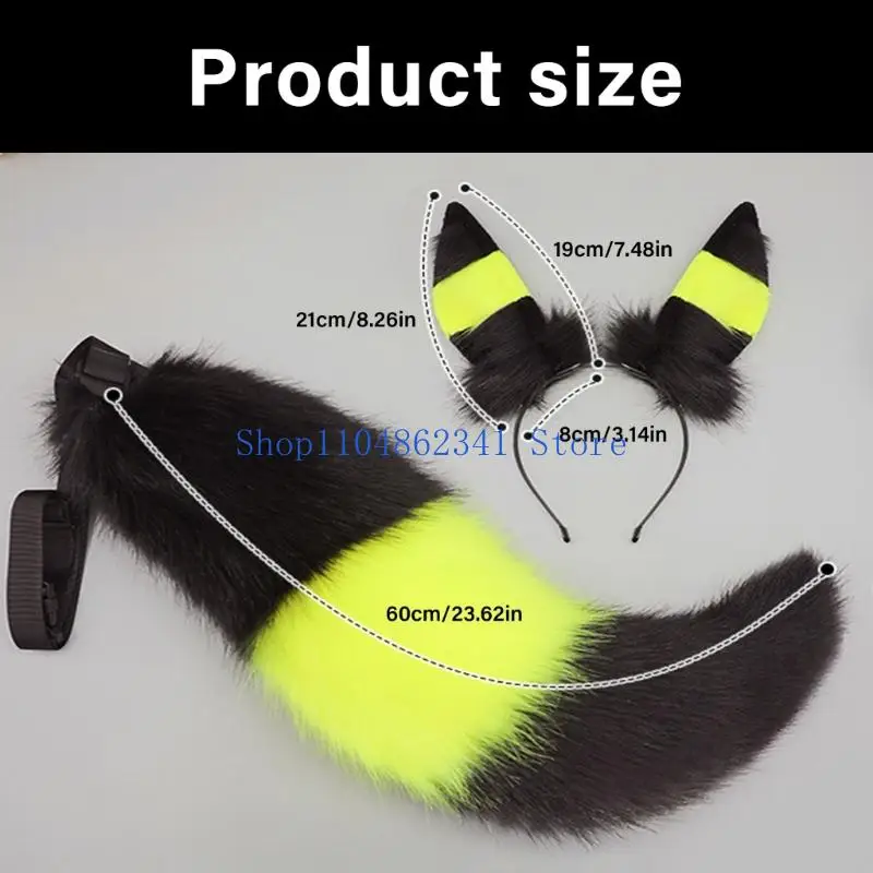 5asd lisy opaska z uszami wilka sztuczne futro ogon Halloween na imprezę Cosplay akcesoria kostiumowe Gumiho kostium dla kobiet