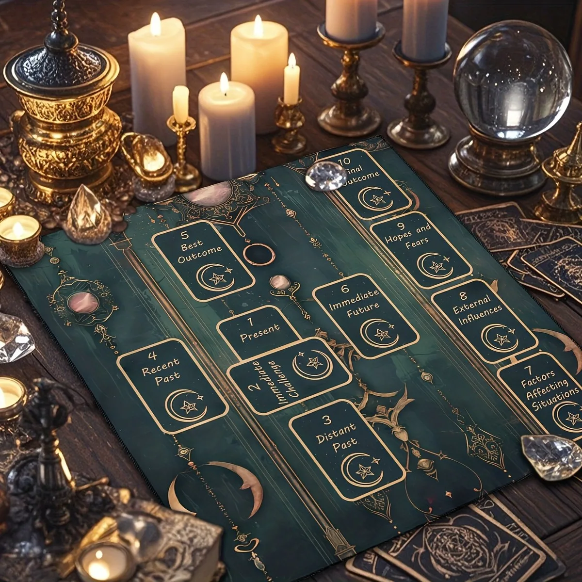 Retro Celtic Cross Altar Cloth Tarot Tablecloth Ramadan Festival Decoration Retro Moon Pentagram Tarot Divination Mat Decor