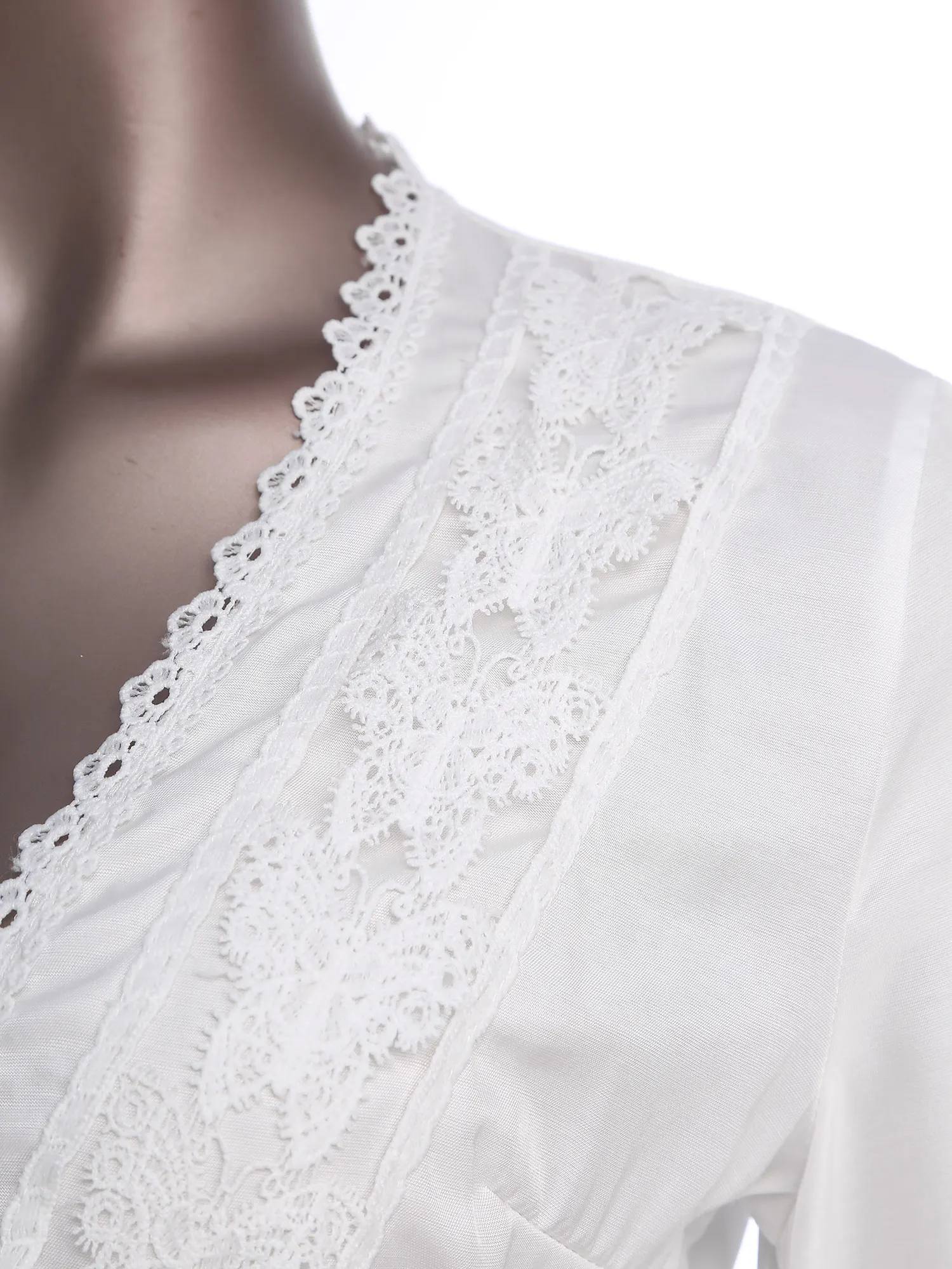 Mode Kleidung Frauen Blusen Herbst frauen Langarm Rüschen Bluse Selbst-gebunden Strap Tops Elegante Vintage Spitze Kleidung