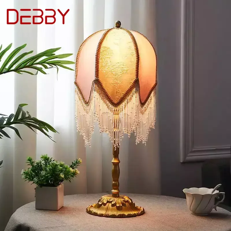 DEBBY French Tassels Table Lamp American Retro Living Room Bedroom Villa European Pastoral Creative Desk Light