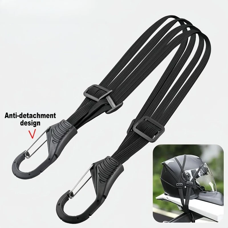 Universal Motorcycle Luggage Strap with Safety Hook Elastic Suitcase Versatile Helmet Mesh Gear Transport Durable Sleek Design