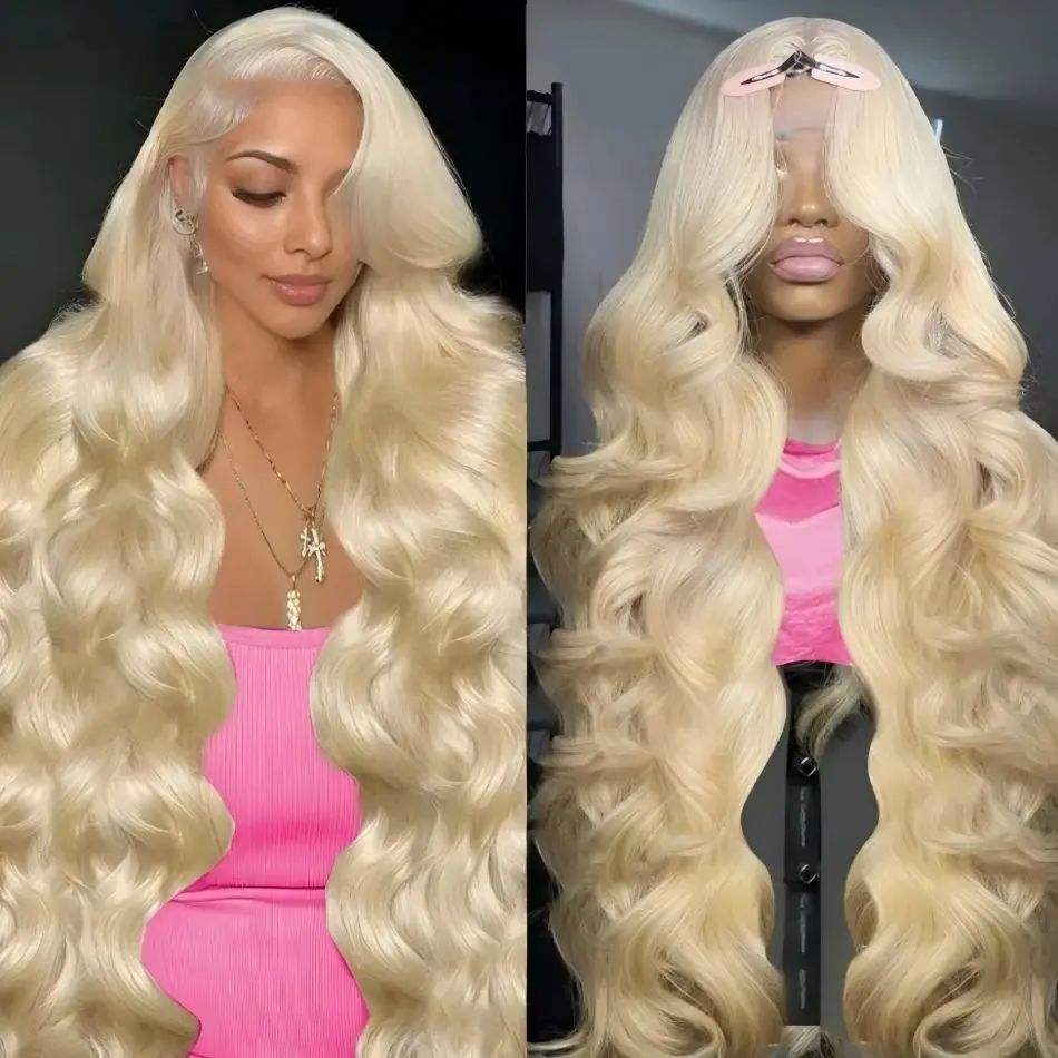 613 Блондинка парик Объемная волна 13X6 Hd Парик из натуральных волос на кружеве спереди 100% качество человеческих волос 250 Плотность 38 дюймов Предварительно выщипанный бразильский парик