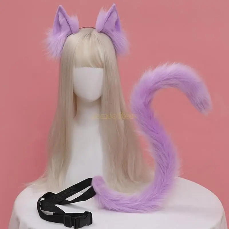 31bf 2pcs/set Sexy Lolit Plush Animal For Cat Ear Tail Set para Fancy Carnival Fiest