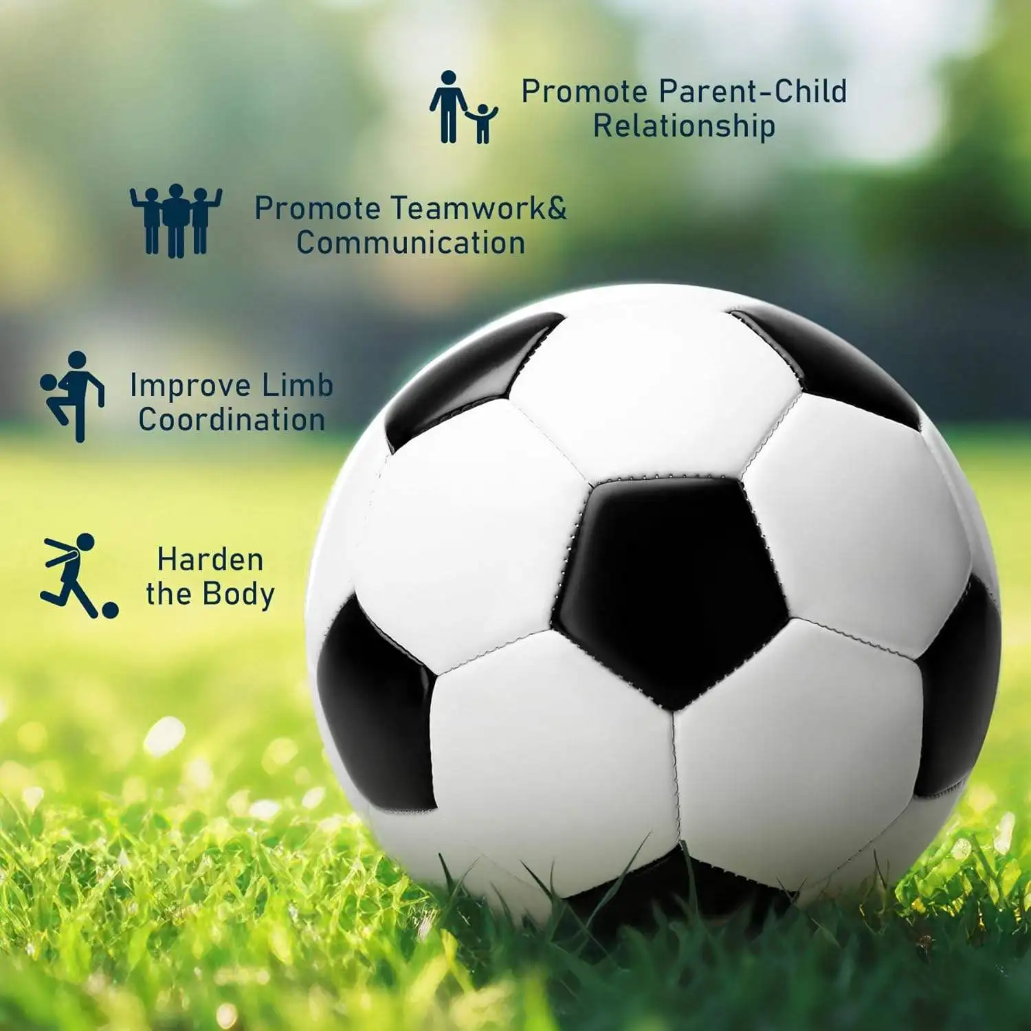 

Thicker PU Tight Weaved Soccer Balls Size 3 4 5 Professional Training Classic White Black Suitable Trainning Practice or Gift