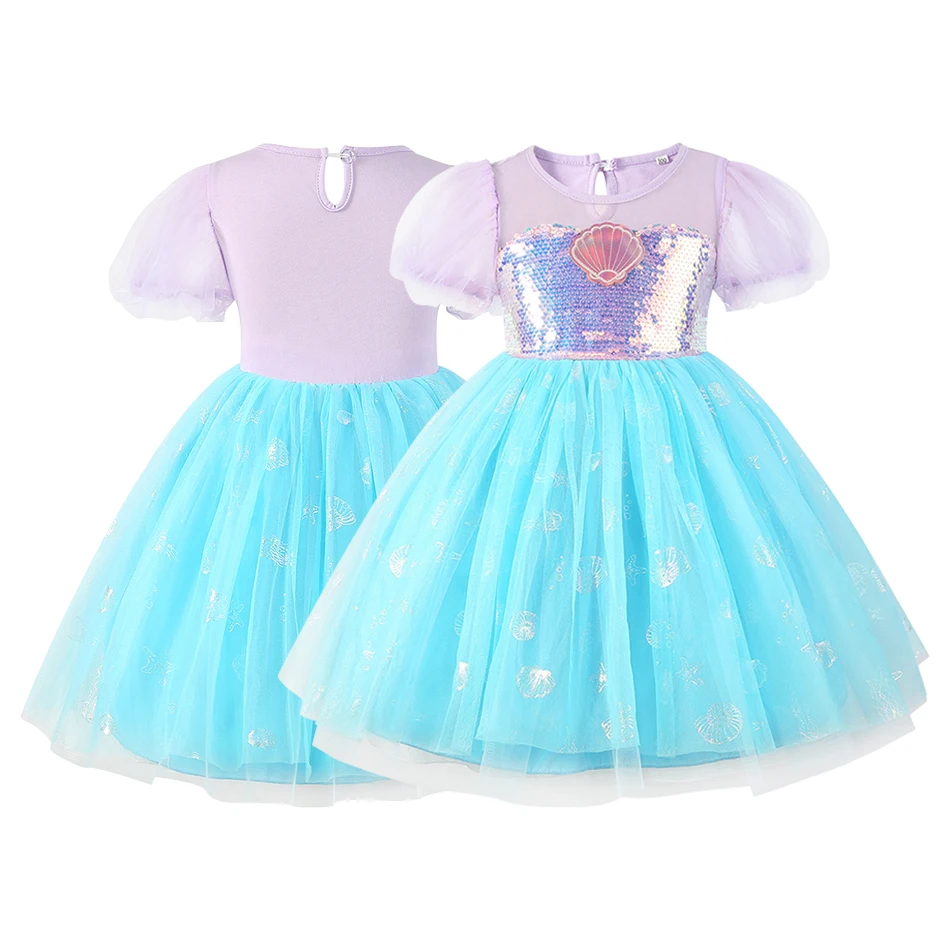 Enchanting Girls Summer Sequined Sparkling Mermaid Dress Girls Birthdays and Performances Dress Kids Halloween Cosplay Dresses