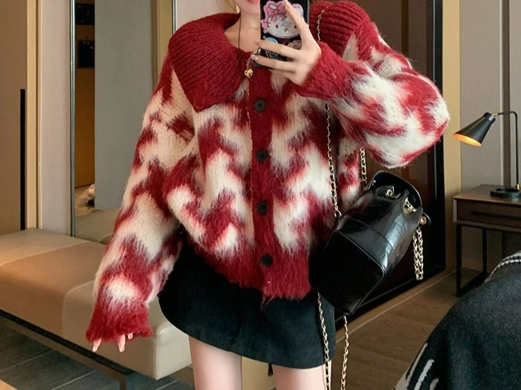 

Cardigan Sweater Jacket Women's Autumn and Winter Versatile Autumn and Winter Styles Retro High-end Knitted Sweater