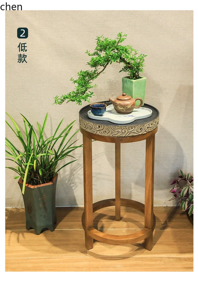 W5.19 new Chinese solid wood flower stand indoor balcony room decoration running water ornament shelf courtyard flower pot base
