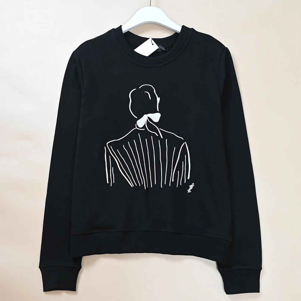 Suda Informal de Aodón con Letras Bordadas, Manga Larga, Cuello Redondo, Estilo Nuevo de Otoño para Mujer, Ropa de Call...