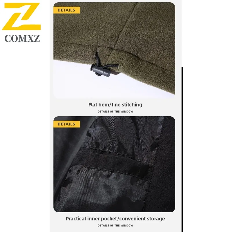 سترة COMXZ Commute Office للرجال، معطف سميك مقاوم للبرد، ياقة واقفة ممتازة، لون سادة، ملابس شتوية خفيفة الوزن