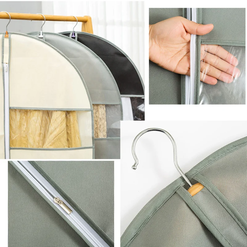 Clothes Dust Cover Non-woven Fabric Case for Household Hanging-type Coat Suit Protect Storage Bag Wardrobe Organizer