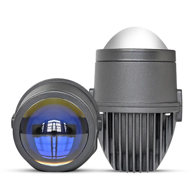 Car LED fog light 2.0 double lens far and near integration 2 inch fog lens three-color fog waterproof