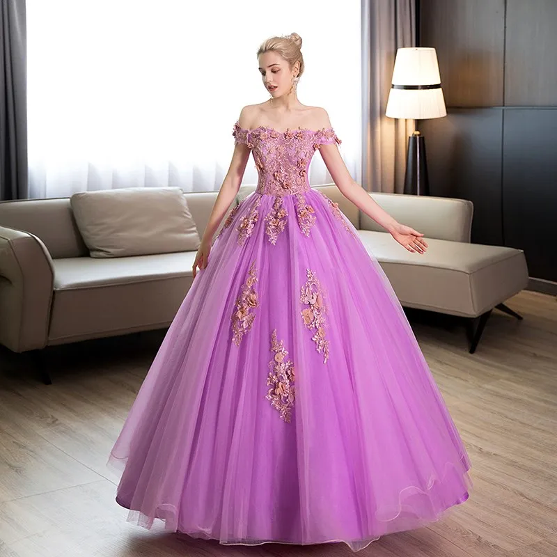 

2023 New Light Purple Quinceanera Dresses Party Prom Lace Embroidery Off The Shoulder Ball Gown Quinceanera Dress Plus Size