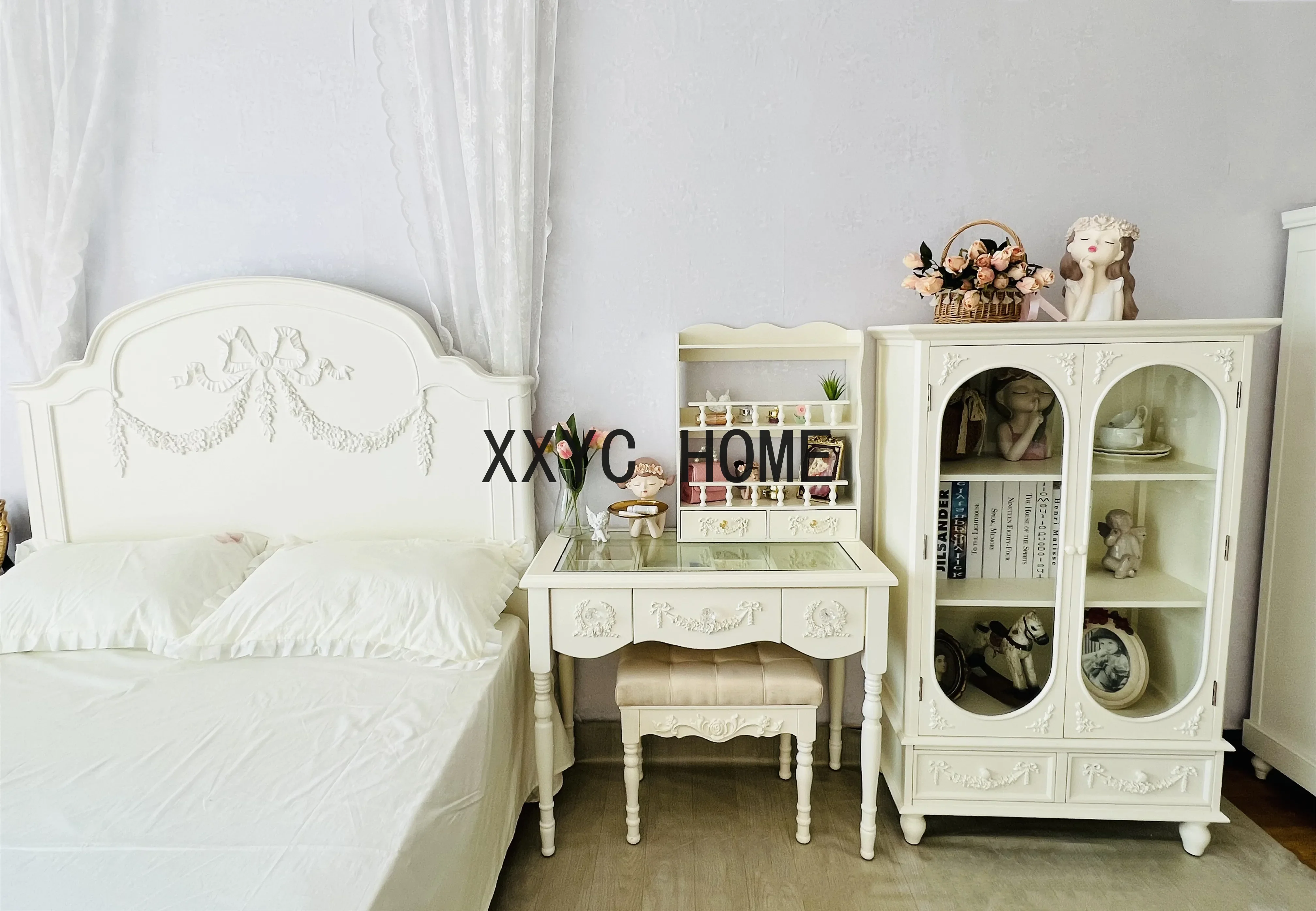 Французский ретро-буфет с двойной дверью, встроенный настенный высокий шкаф, домашний входной шкаф, современный легкий роскошный шкафчик