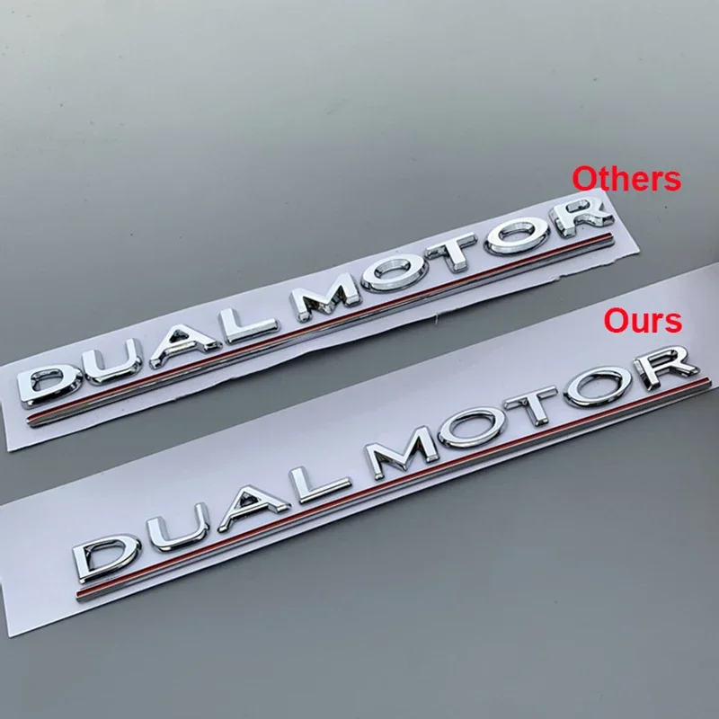 DUAL MOTOR Underlined Letters Emblem for Tesla Model 3 Car Styling Refitting High Performance Trunk Badge Sticker Chrome Black