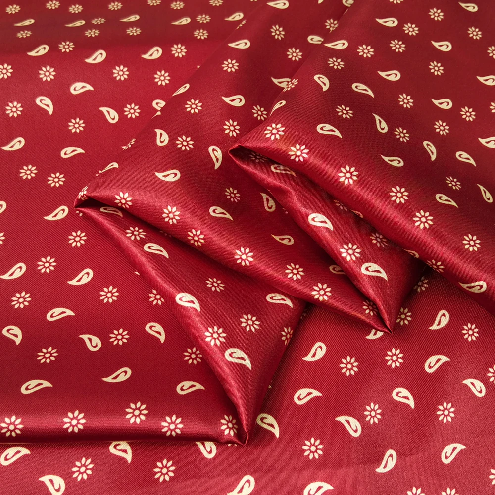 1 Meter x 1,48 Meter Retro Blumenmuster Paisley Satin Stoff Schal Seidiger Charmeuse Schal Futtermaterial – Detail 21