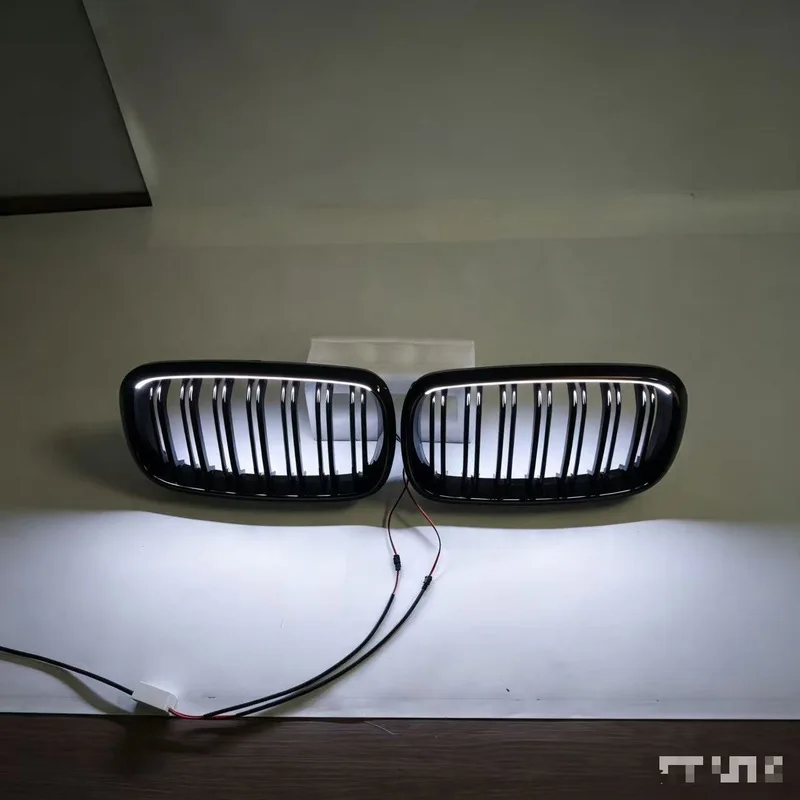 For 2014-2018 BMW X5 F15, PC Dual Line Built-in LED Illuminated Kidney Grille, Aftermarket Direct Fit Replacement