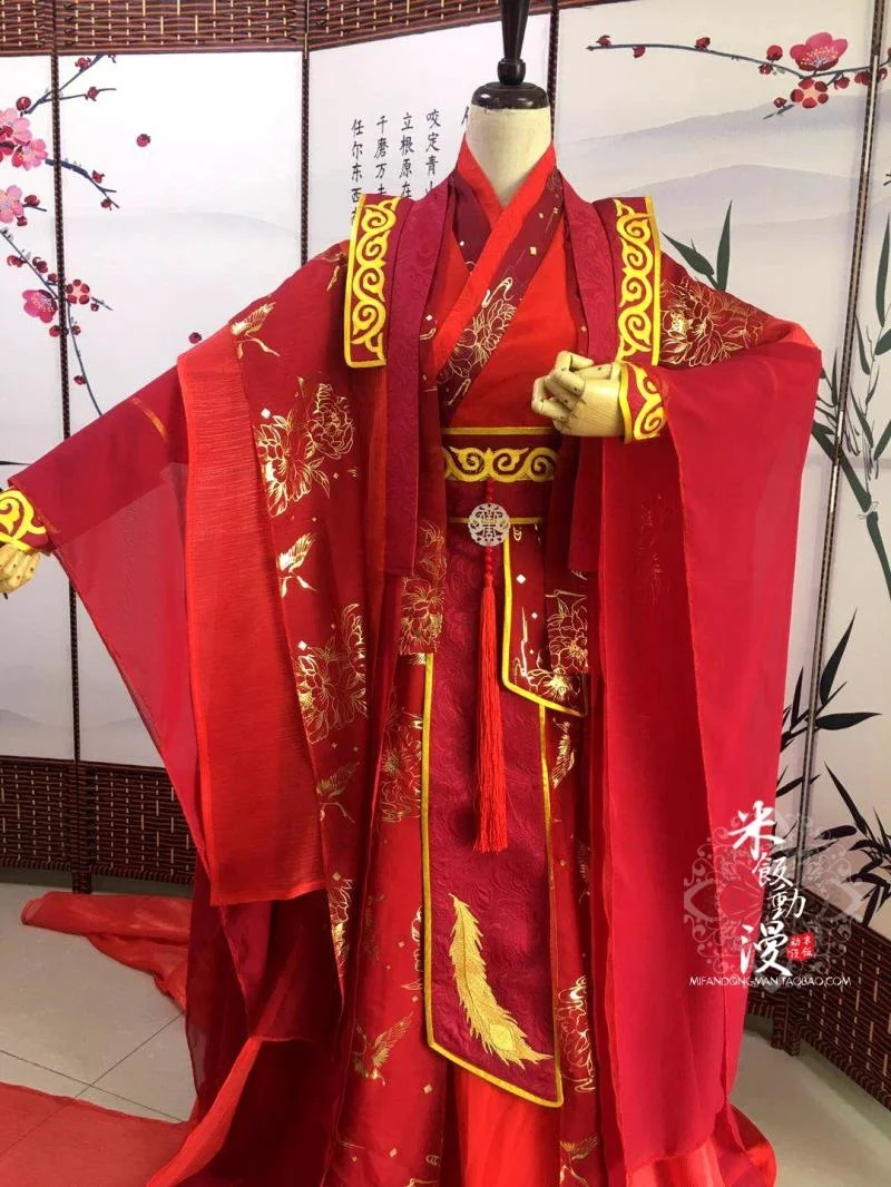 Anime Mo Dao Zu Shi Lan Wangji Cosplay Costume Hua Cheng Costumes Chinese Traditional Men Adult Hanfu Red Wedding Dress Costumes