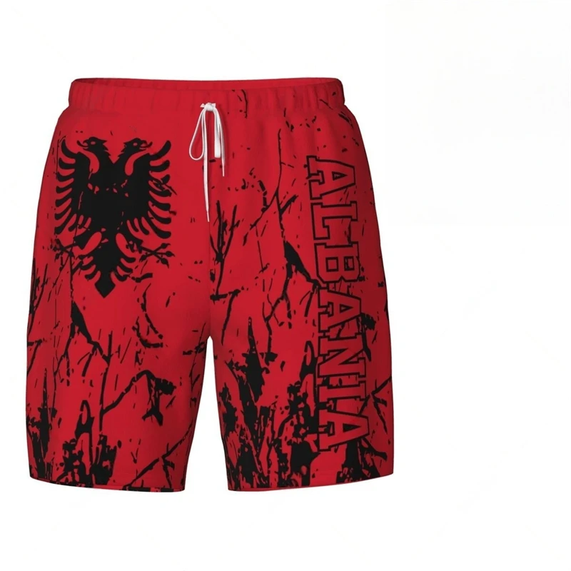 Fashion Albania Flag Beach Shorts Summer Casual Men Women 3D National Emblem Printed Short Pants Loose Quick Dry Swim Trunks