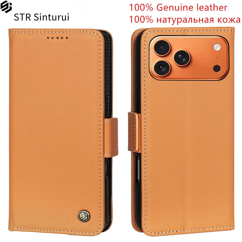 

STR 100% Genuine Nappa grain leather card Slot Wallet phone Case For iPhone Air 17 16 15 14 13 12 11 XS Pro Max 8 7 Plus Cover