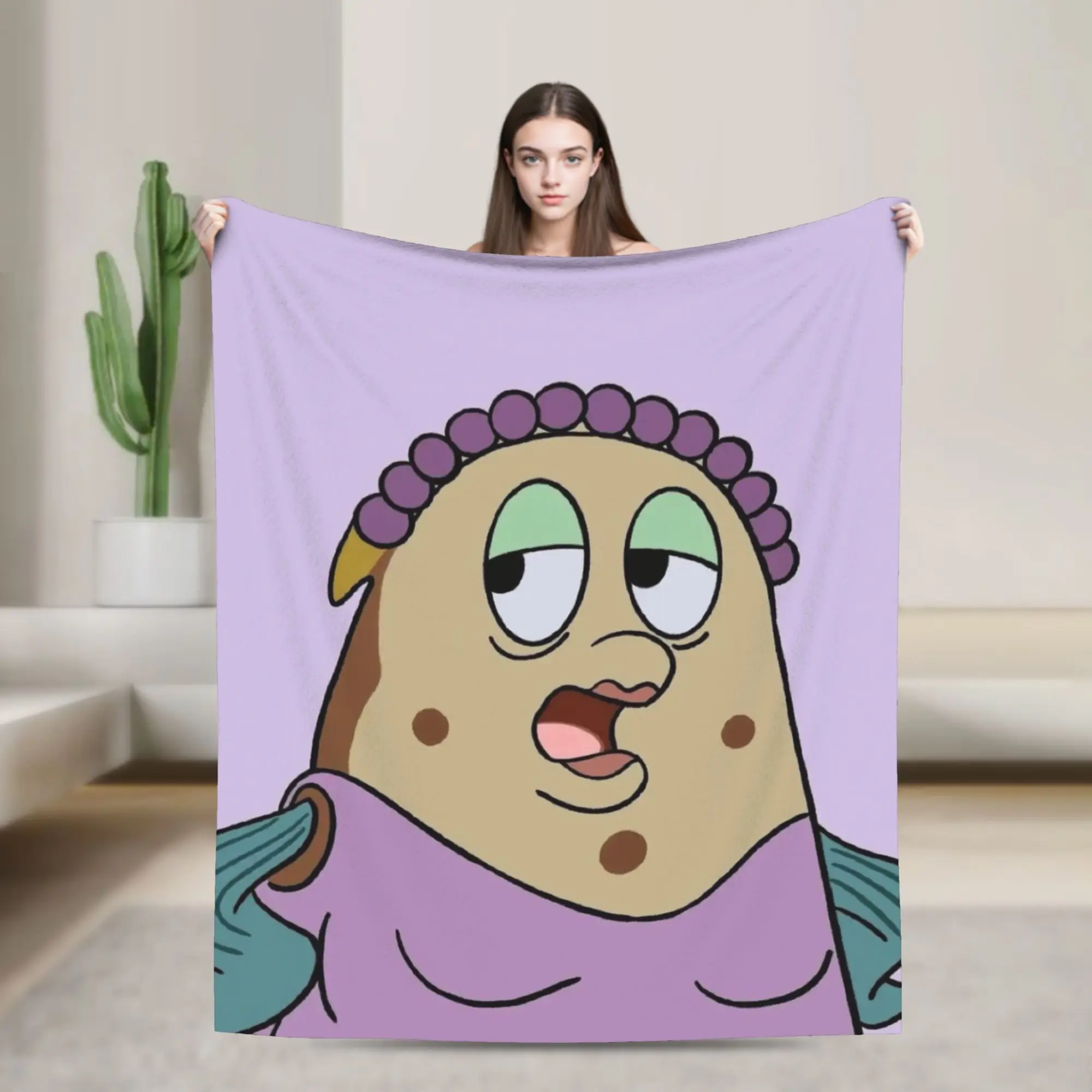 Bikinis Bottom Residents Cartoon Fish Blanket Marine Fleece Funny Breathable Throw Blanket for Home Autumn/Winter