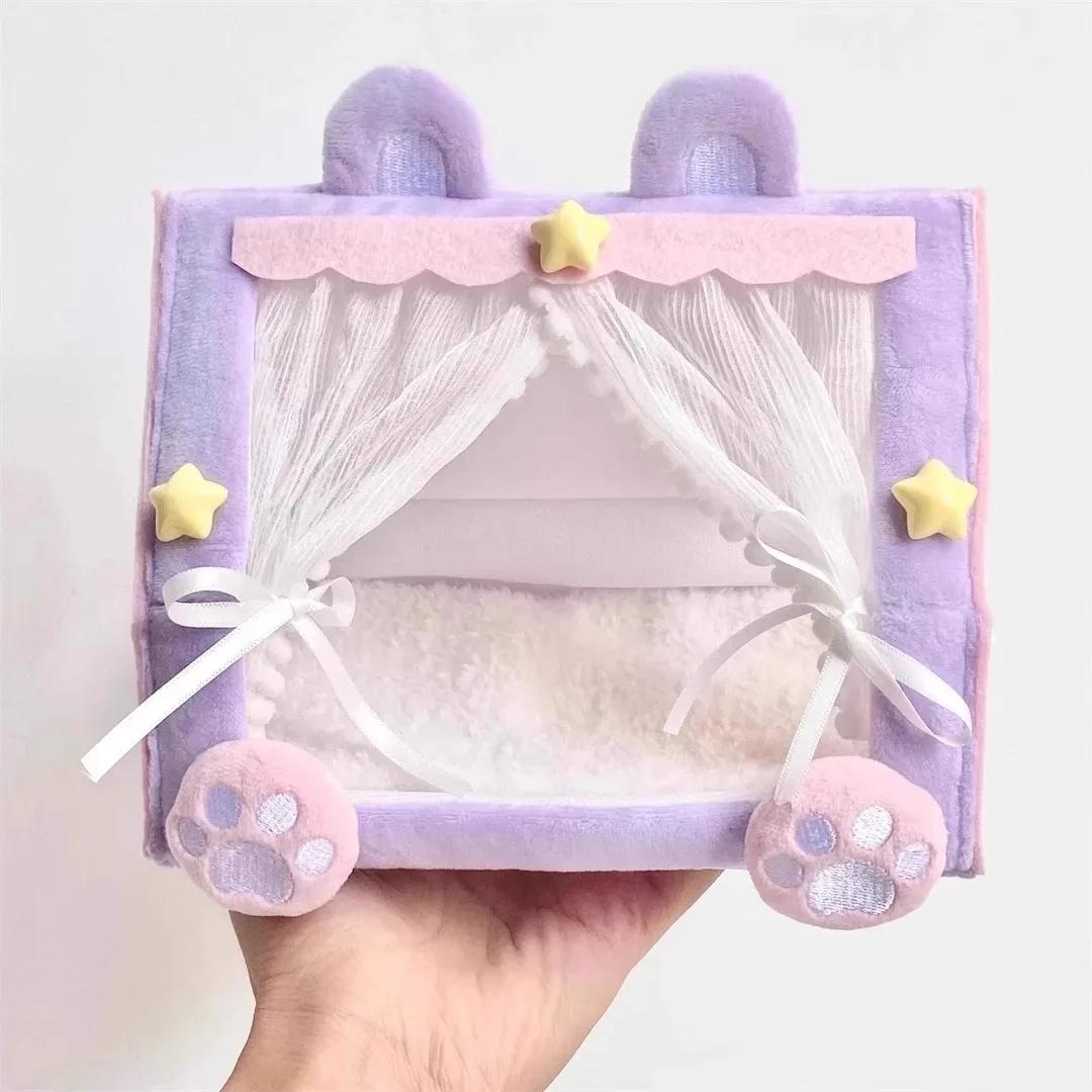 For Labubu Doll 17cm Viscose Doll White Curtain Pink Tent Bed Labubu Accessories Sitting Party Games Toys Gifts - view 5