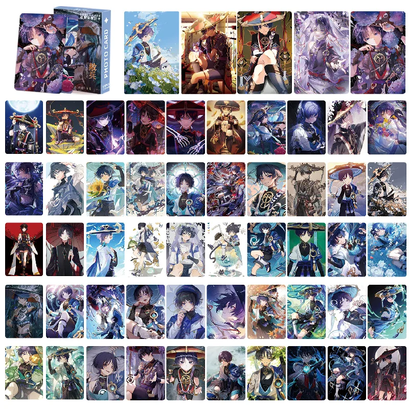 Imagem -03 - Genshin Impact Photocard Paracartões Impressos hd Cartão Lomo Coleção Anime Laser Glitter Xiao Kaedehara Kazuha Hutao 55 Peças por Conjunto Fãs