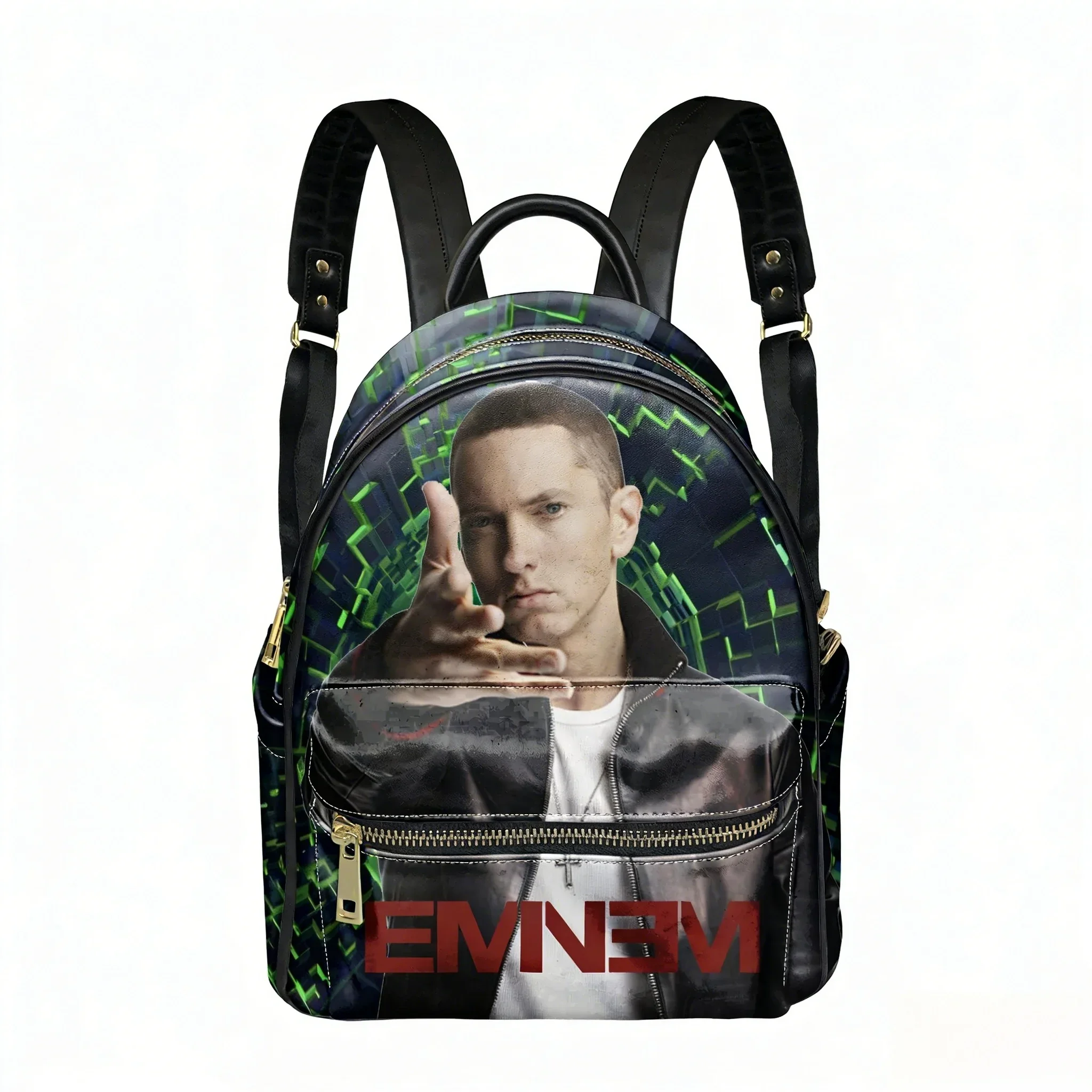 

Eminem Backpack Hip hop Rock Singer Womens Men Personalized Double Shoulder Bag Business Travel Bookbag Rucksack Gift Daypack