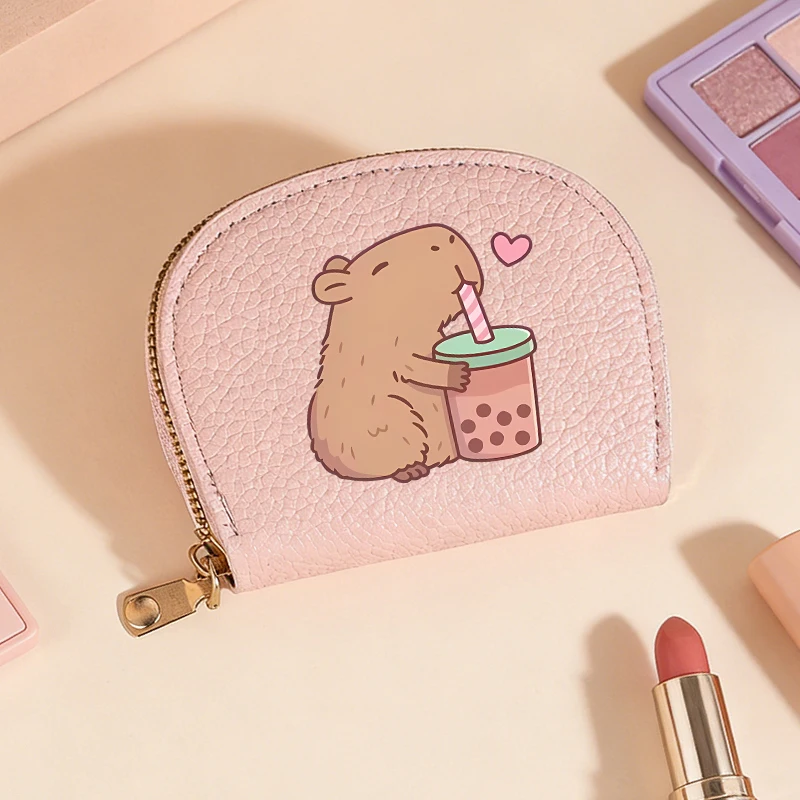 

Capybara Woman Shell Semicircle Coin Purse Portable Girl Cute Anime Cartoon Printed Wallet Coin and Card Mini Bag Kids Game Gift