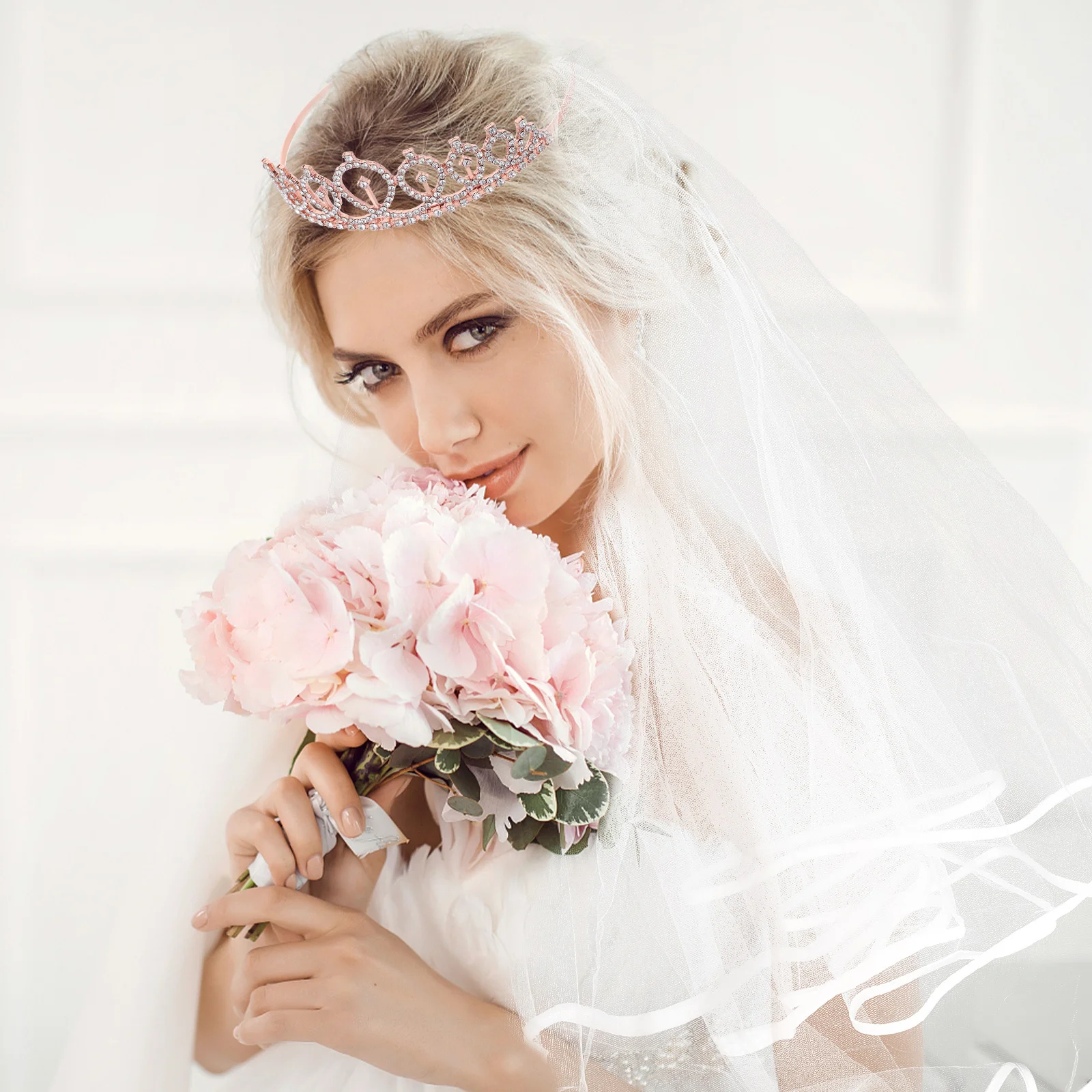 

2Pcs Bridal Headpiece Crown and Veil Set for Women Wedding Accessories Elegant Shining Headband for Bride Bachelorette Birthday