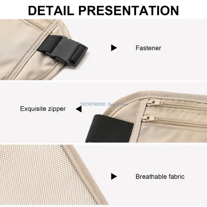 340D Invisible Waist Bag with Adjustable Strap Protective Case Secure Pouches Travel Accessory for Phone and