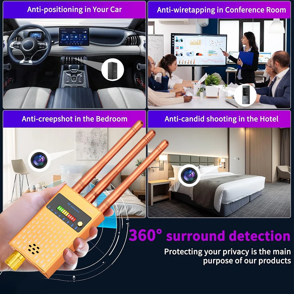 Multi-function Anti-spy Detector Wireless RF Signal Detects Anti Cameras GSM Audio Bug Finder GPS Tracker Lens Scan Professional