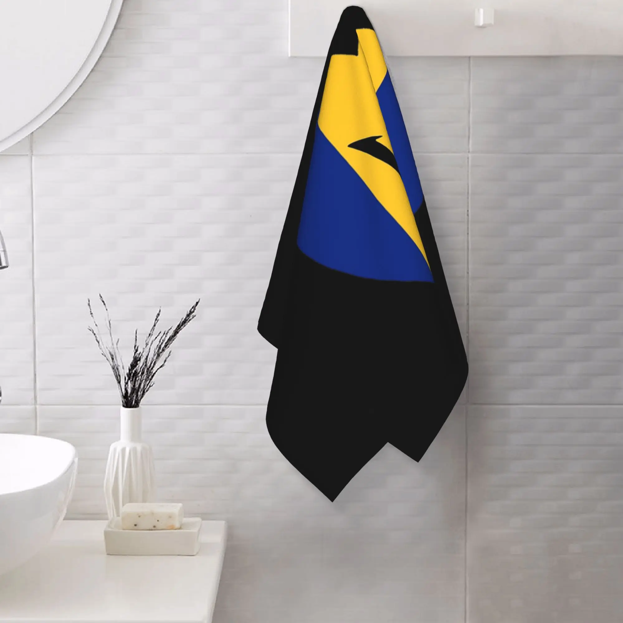 Custom Barbadian heart  For real Bajans Barbados Flag Soft Face Towel Quick Dry Pool Bath Cotton Towels Absorbent Quick