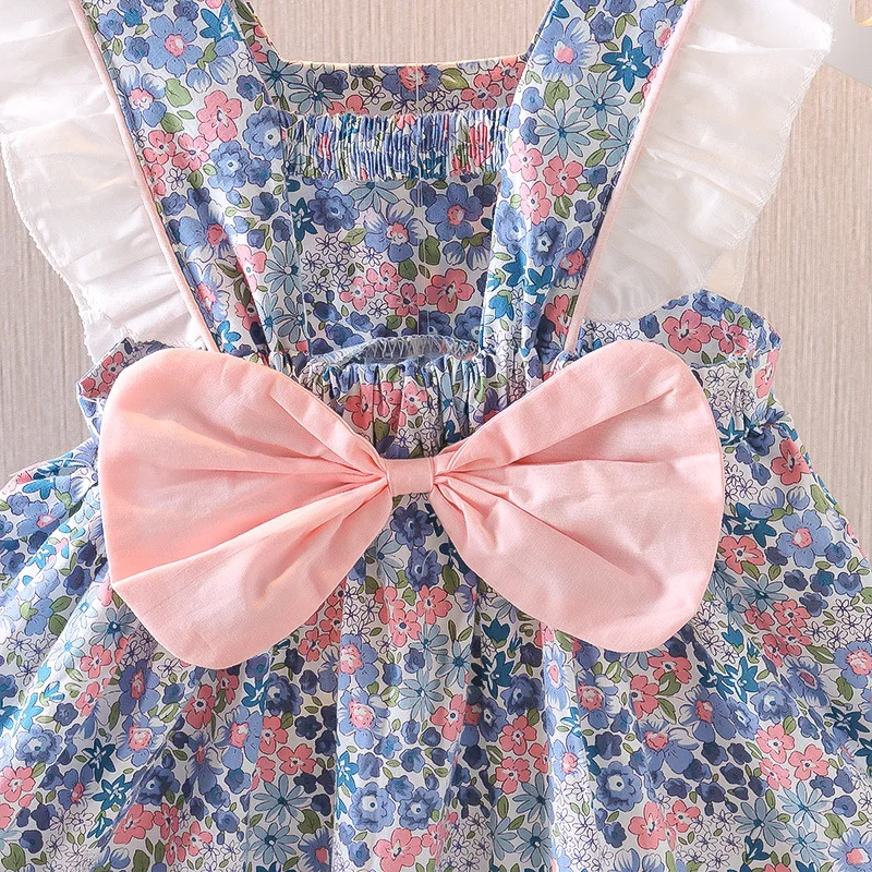 New Summer Baby Girl Dress Big Bow Infant Baby Girl Clothes Cute Print Sleeveless Newborn Infant Princess Dresses for Baby Girls