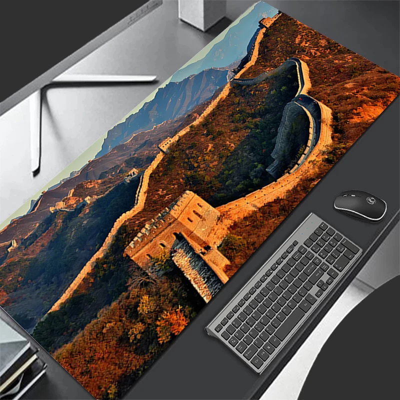 Mousepad Great Wall,China Large Mouse Mat HD Pc MousePads Office Laptop Carpet Soft Anti-slip Desktop Mouse Pad 90X40 Mouse Mats