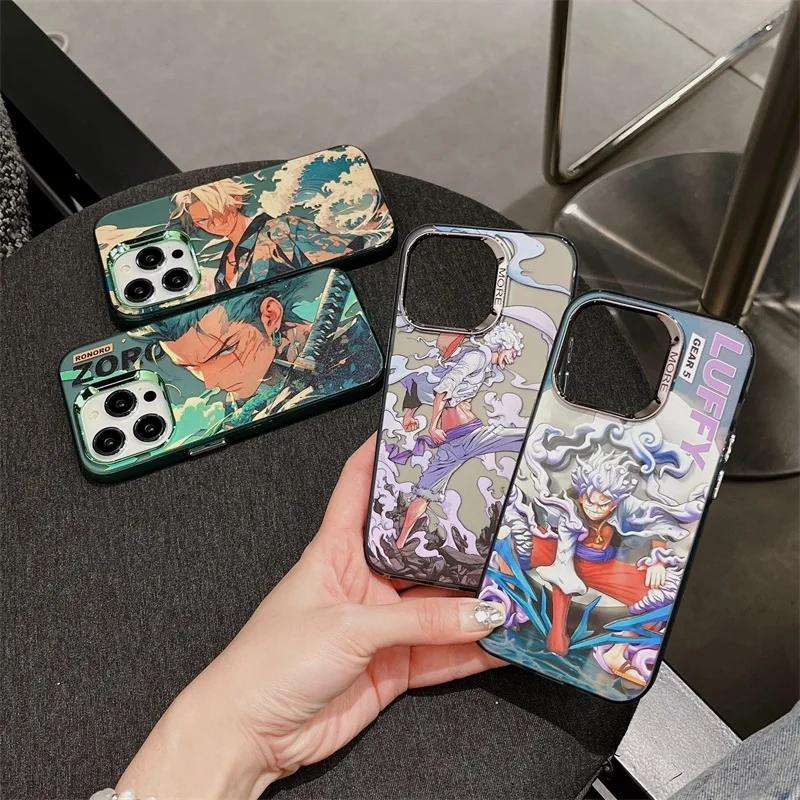 Luxury O-One Piece Luffys Phone Case For iPhone 15 14 13 12 11 Pro Max Cute Creative Zoro Shanks Nami ACE Bumper Back Cover Capa