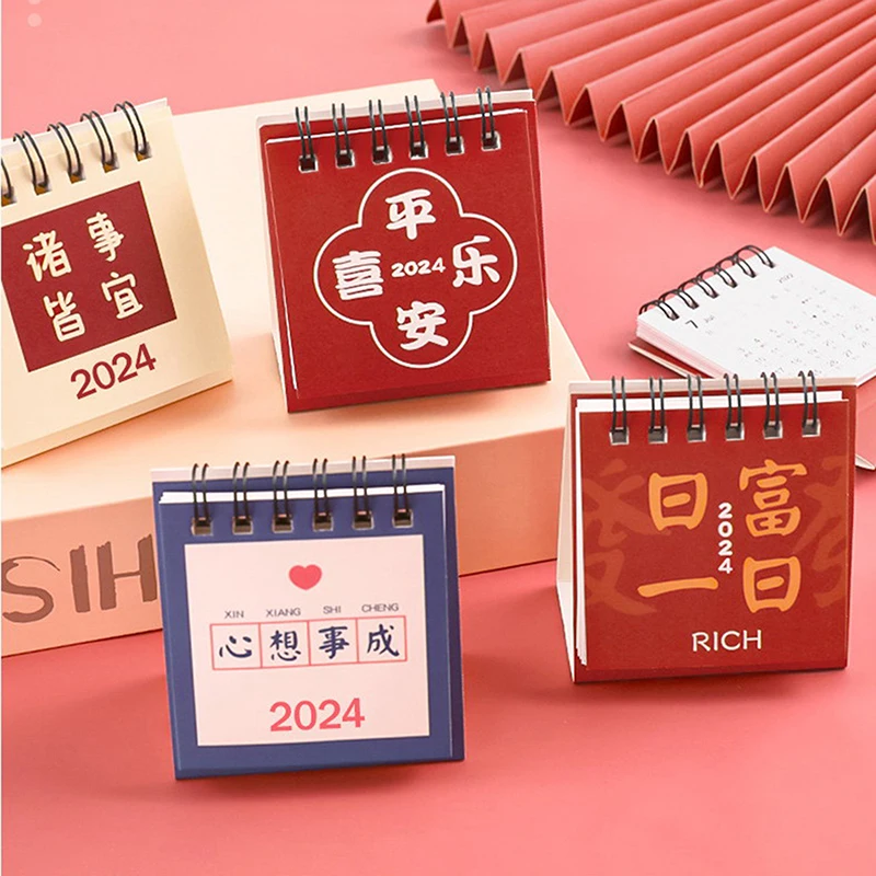 2025 Mini Simple Small Desk Calendar Pocket Portable Calendar Punch Plan Desktop Decoration