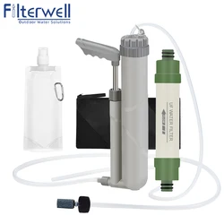 Filterwell hand Pump Portable Water Filter Outdoor Survival Gear UF Drinking Water Purifier Tools for Hiking, Camping, Travel