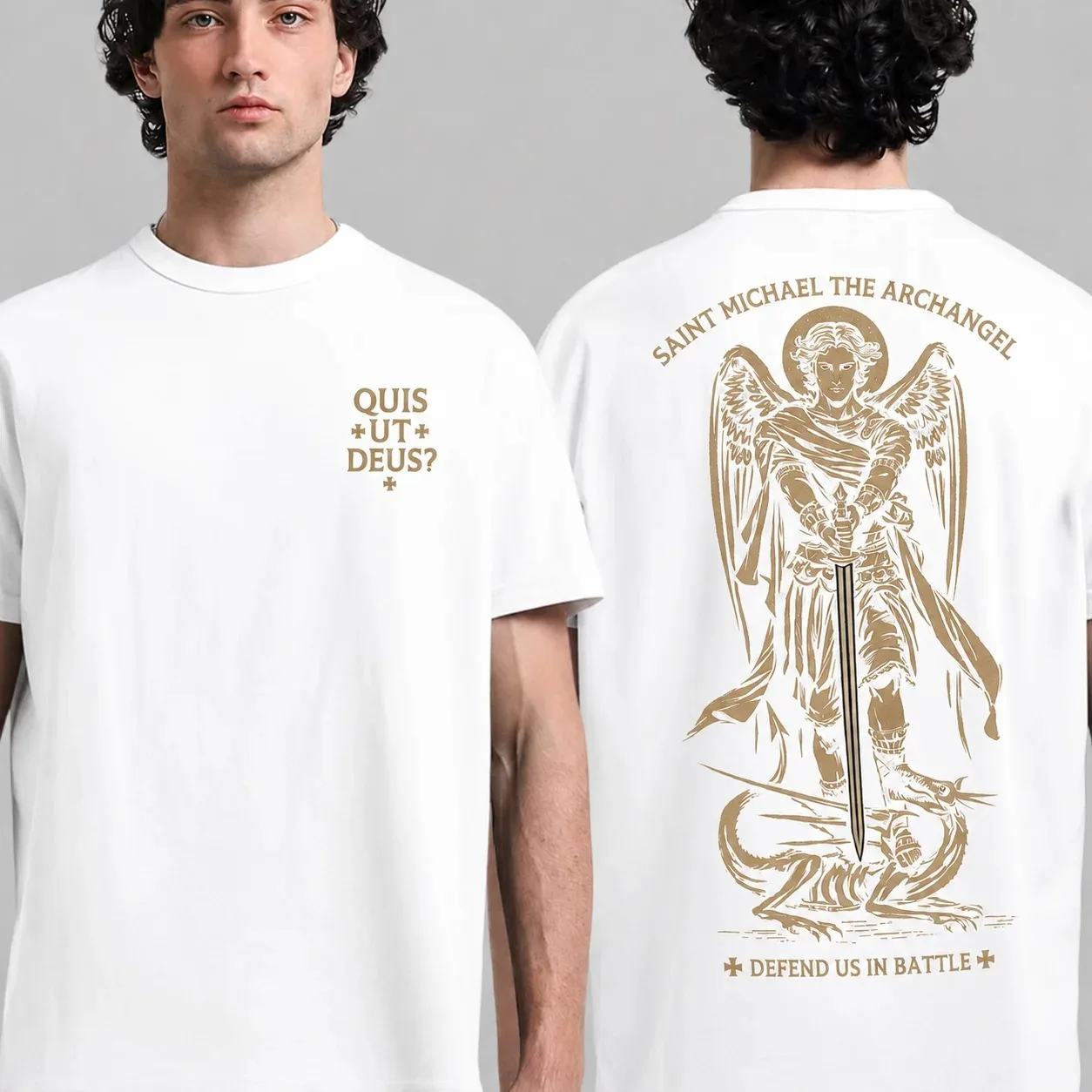 Saint Michael The Archangel Adult High-Quality Printed Cotton Tee Men's Clothing Women's Summer Fashionable Trend T Shirt