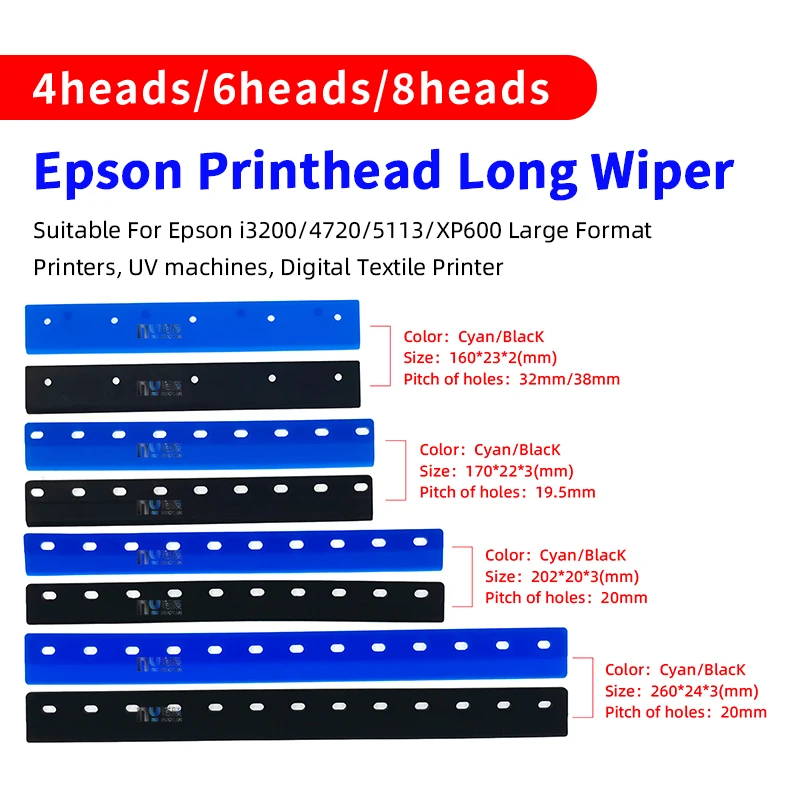5PCS  DTF Solvent printer rubber Wiper for Epson XP600 DX5 DX7 Printhead Mutoh Roland Mimaki cleaning long wiper  260mm*24mm