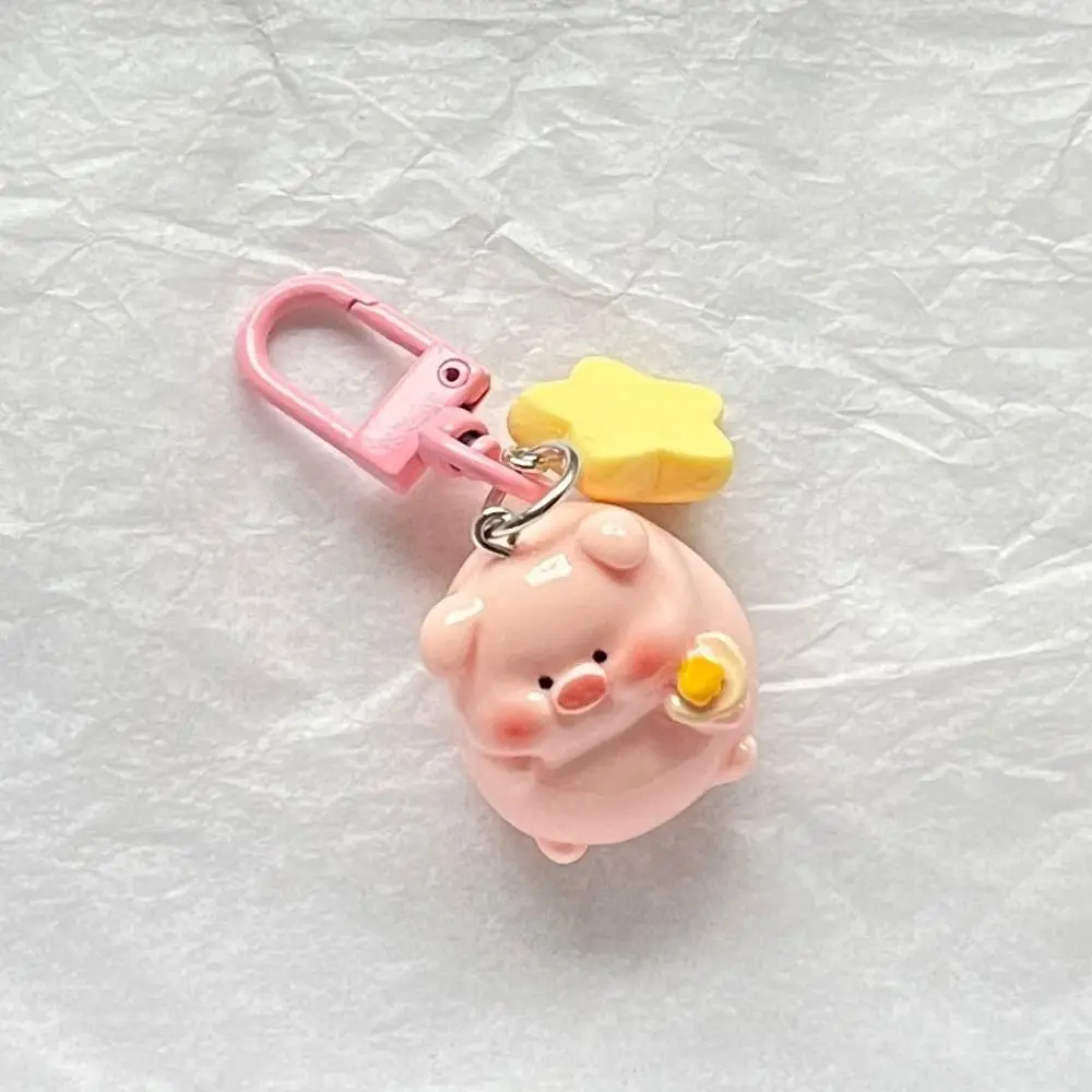 Personality Resin Cartoon Key Chain Charms Bag Pendant Pink Pig Pendant Korean Style Decoration 3D Key Chain Key Ring Ornaments