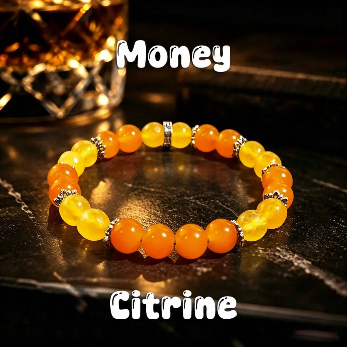 1pc Simple style yellow crystal bead money bracelet, the preferred gift for friends, attracting wealth and prosperity, unisex