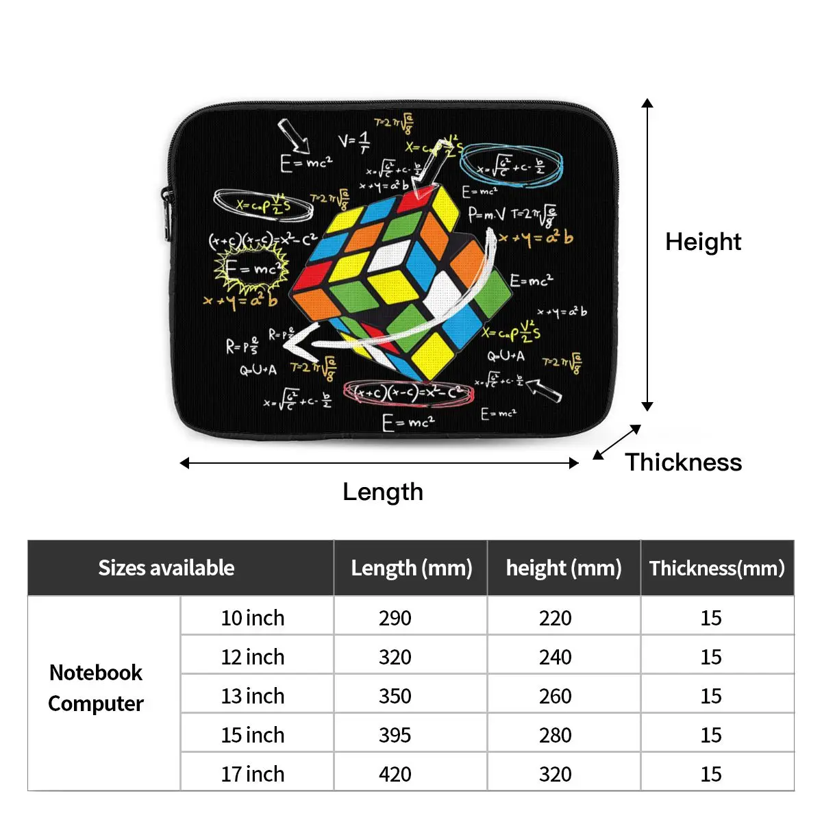 صدمات حالة الرجال النساء الرياضيات Rubik Rubix المطاط لاعب مكعب حقيبة لاب توب حالة الرياضيات عشاق دفتر غطاء للأكمام حقيبة